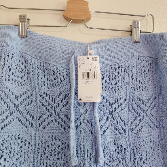 NWT Mango Blue Bohemian Crochet Cova Co Ord Set Sweater Shorts XL - Picture 11 of 13